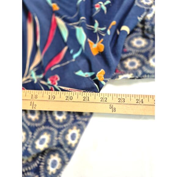 Janice Kimono Maxi Length One Size Mixed Print Drawstring Navy Beach Festival - Picture 5 of 6